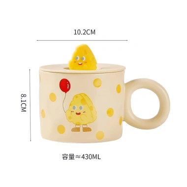 Ly sứ đa năng cốc nước, tay cầm nắp sứ bánh phô mai 8.093 - Quà tặng decor 100k