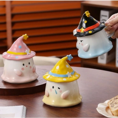 Ly sứ hình me nón phù thủy, cốc trà cà phê có nắp - quà tặng cute, giảm 112k 2