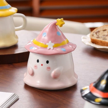 Ly sứ hình me nón phù thủy, cốc trà cà phê có nắp - quà tặng cute, giảm 112k 6