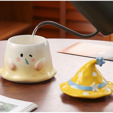 Ly sứ hình me nón phù thủy, cốc trà cà phê có nắp - quà tặng cute, giảm 112k 9