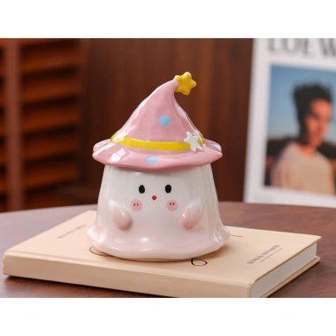 Ly sứ hình me nón phù thủy, cốc trà cà phê có nắp - quà tặng cute, giảm 112k 10