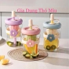 Ly Thuỷ Tinh 500ml Đai Silicon Hình Hoa + Ống Hút - Giá ưu đãi 46.900đ