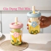 Ly Thuỷ Tinh 500ml Đai Silicon Hình Hoa + Ống Hút - Giá ưu đãi 46.900đ 2