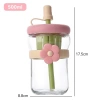 Ly Thuỷ Tinh 500ml Đai Silicon Hình Hoa + Ống Hút - Giá ưu đãi 46.900đ 8