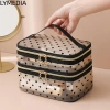 LYMEDIA Túi Trang Điểm Du Lịch Dung Tích Lớn Nylon Hai Lớp Xám Đen Nữ Thời Trang