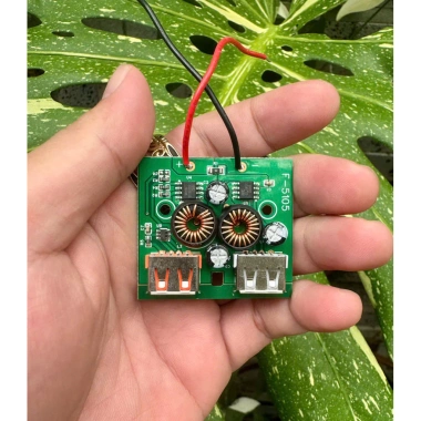Mạch 2 cổng sạc dự phòng DIY dùng pin 18-21V đế quạt, LED, sạc nhanh điện thoại