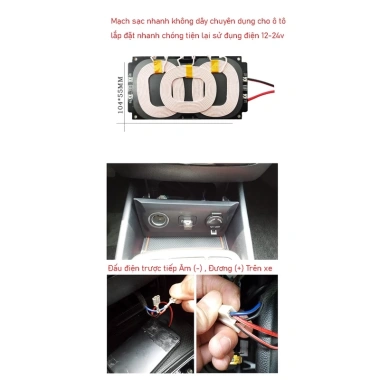 Mạch sạc nhanh không dây 12-24V cho ô tô - Vỏ hộp nhôm tản nhiệt, giá 350.000 VND