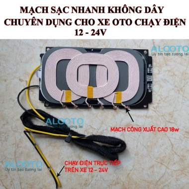 Mạch sạc nhanh không dây 12-24V cho ô tô - Vỏ hộp nhôm tản nhiệt, giá 350.000 VND