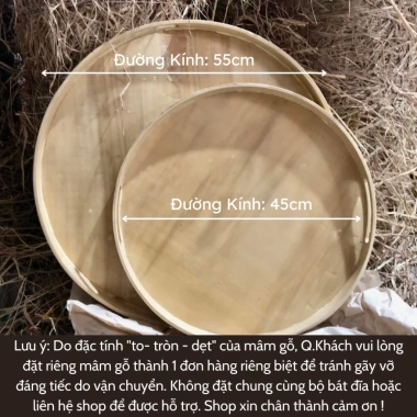 Mâm Gỗ Bộ Bát Đĩa Hoa Mặt Trời 2 Cỡ 45-55cm - Khay Cúng Gia Tiên Đẹp, Giá Ưu Đãi 199k