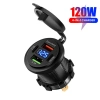 Màn hình kỹ thuật số 120W Bộ sạc ô tô PD kép 4 cổng nhanh cho RV, ô tô, xe máy