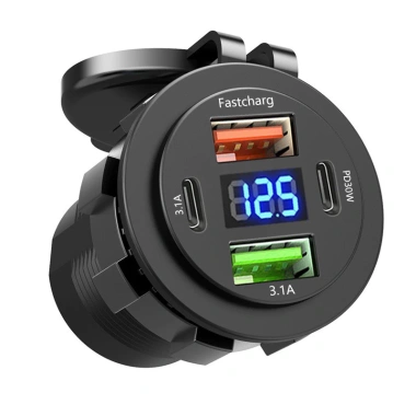 Màn hình kỹ thuật số 120W Bộ sạc ô tô PD kép 4 cổng nhanh cho RV, ô tô, xe máy 9