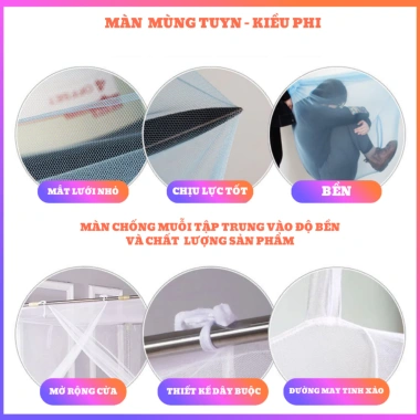 Màn tủ ngủ giường KTX, giường tầng, mùng mác 4 góc, lưới ngủ, chống muối - 79.000đ