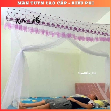Màn tuyn thái mắc dây 4 góc – Chống muỗi, thoáng mát, tự bung nhanh, gấp gọn tiện lợi