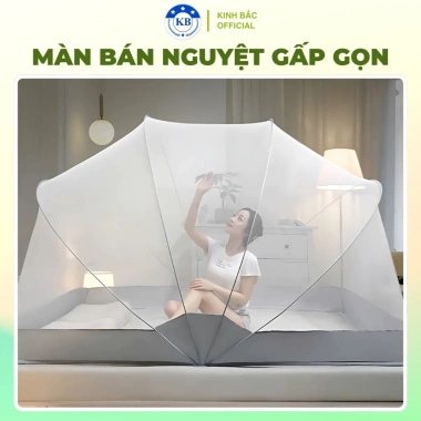Màn Xếp Bán Nguyệt Kinh Bắc Cao Cấp 1m35 - Mùng Chống Muỗi Gấp Gọn Người Lớn 286k