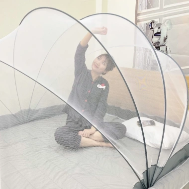 Màn Xếp Bán Nguyệt Kinh Bắc Cao Cấp 1m35 - Mùng Chống Muỗi Gấp Gọn Người Lớn 286k
