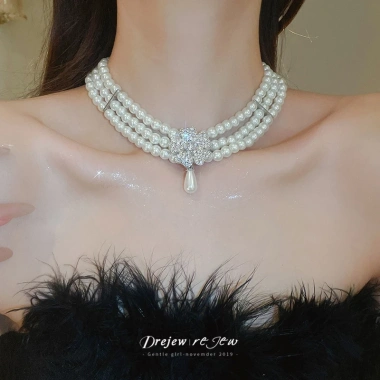 Mặt Dây Chuyền Thả Hoa Kim Cương DREJEW - Vòng Cổ Tiền Ngọc Trai Nhân Tạo 31.570₫