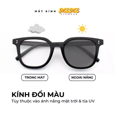 Mắt kính đổi màu nam nữ vuông to TR90 cao cấp, chống ánh sáng xanh UV, thời trang MEME Y17 - 74.998₫ 2