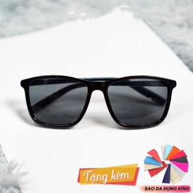 Mắt kính râm nam nữ thời trang trẻ trung, gọng kính tây đen, chống nắng, kèm bao - chỉ 38.000₫