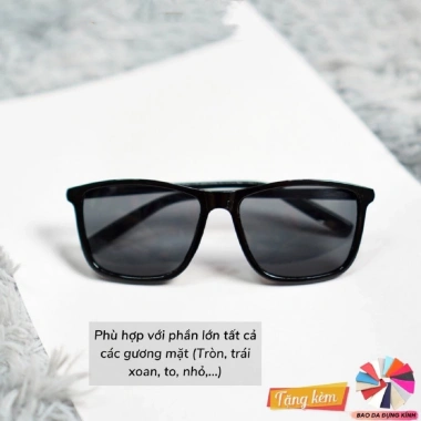Mắt kính râm nam nữ thời trang trẻ trung, gọng kính tây đen, chống nắng, kèm bao - chỉ 38.000₫