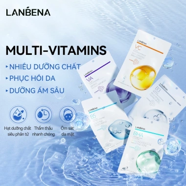Mặt nạ LANBENA 2PCS Vitamin C 25ml Dưỡng ẩm Trắng da Chống nếp nhăn 49k