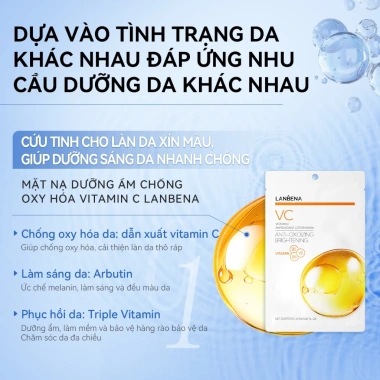 Mặt nạ LANBENA 2PCS Vitamin C 25ml Dưỡng ẩm Trắng da Chống nếp nhăn 49k