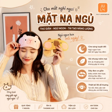 Mặt nạ mắt Capybara thoáng khí kèm gel massage giảm mỏi mắt, chống chói, bảo vệ mắt 2