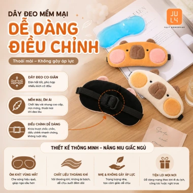 Mặt nạ mắt Capybara thoáng khí kèm gel massage giảm mỏi mắt, chống chói, bảo vệ mắt 8