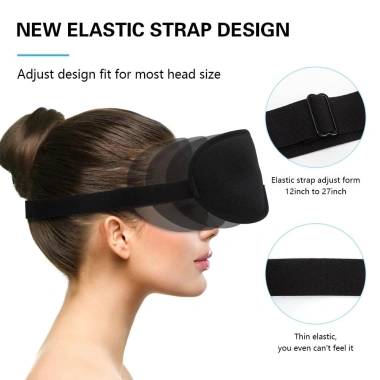 Mặt nạ ngủ 3D phòng lớn chặn đèn, hỗ trợ ngủ, bít mắt, 2 nút tai - giảm giá 18% 4