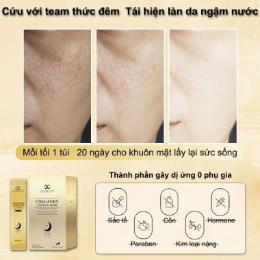 Mặt nạ ngủ collagen 4ml*20pcs - Dưỡng ẩm, căng da, mịn da, cải thiện xỉn màu, 119k 6 Mặt nạ ngủ collagen 4ml*20pcs - Dưỡng ẩm, căng da, mịn da, cải thiện xỉn màu, 119k 6
