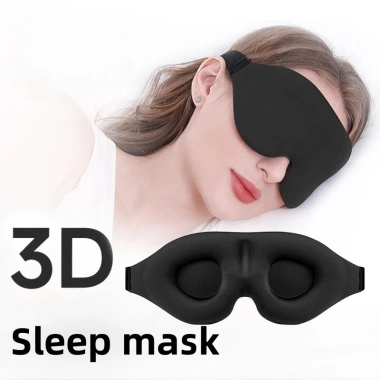 Mặt nạ ngủ mắt Black Sleep 3D ôm sát, chặn sáng, mềm mại thoải mái cho du lịch, nghỉ trưa