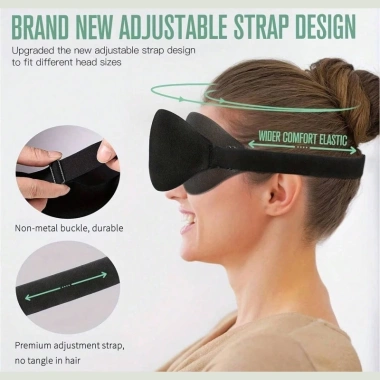 Mặt nạ ngủ mắt Black Sleep 3D ôm sát, chặn sáng, mềm mại thoải mái cho du lịch, nghỉ trưa