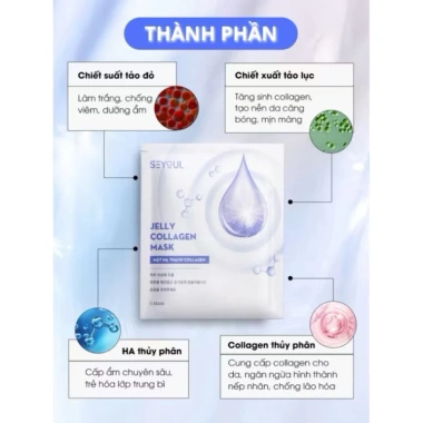 Mặt nạ thạch Collagen Seyoul Hàn Quốc - Dưỡng trắng, cấp ẩm, da căng, mịn, 5 miếng 80.000₫