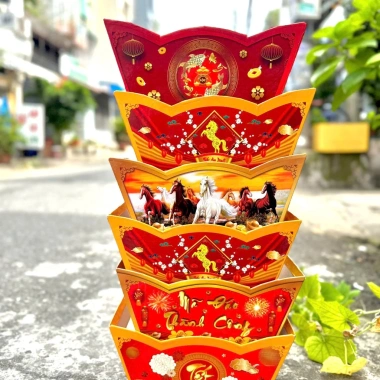 Mẫu mới 2.026 Giỏ thuyền khay thuyền Đựng quà Tết kèm lót đế và màng co