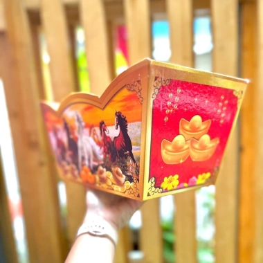 Mẫu mới 2.026 Giỏ thuyền khay thuyền Đựng quà Tết kèm lót đế và màng co