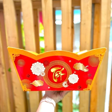 Mẫu mới 2.026 Giỏ thuyền khay thuyền Đựng quà Tết kèm lót đế và màng co