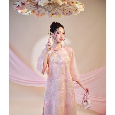 Mẫu mới áo dài cách tân Phương Hằng 4 tà tơ thêu họa tiết nổi đẹp mắt siêu sang cao cấp – Giảm giá, chỉ 486.700₫ 3