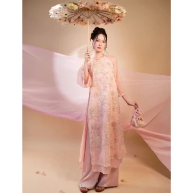 Mẫu mới áo dài cách tân Phương Hằng 4 tà tơ thêu họa tiết nổi đẹp mắt siêu sang cao cấp – Giảm giá, chỉ 486.700₫ 4