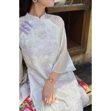 Mẫu mới áo dài cách tân Phương Hằng 4 tà tơ thêu họa tiết nổi đẹp mắt siêu sang cao cấp – Giảm giá, chỉ 486.700₫ 9