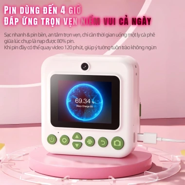 Máy ảnh trẻ em chụp in liền ngay - Đồ chơi màu sắc, quà Tết Dương lịch, giá 566k