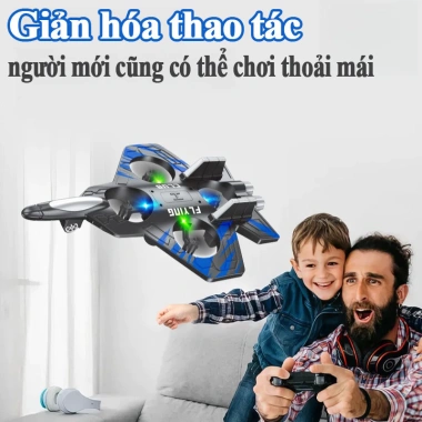 Máy Bay Điều Khiển Từ Xa Cho Bé - Pin Sạc, Đèn Đầy Màu, Vòng Tròn 360°