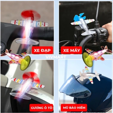 Máy bay phát sáng gắn xe máy, oto, xe đạp, mũ bảo hiểm – Gió không hết pin, 29.000₫ Máy bay phát sáng gắn xe máy, oto, xe đạp, mũ bảo hiểm – Gió không hết pin, 29.000₫