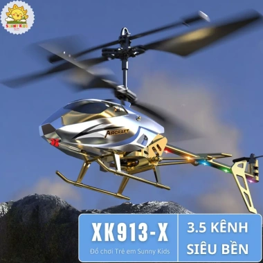 Máy bay trực thăng điều khiển từ xa XK913-X 3.5 kênh, đèn LED đa sắc, pin sạc Type-C - Sunny Kids, 349.000₫