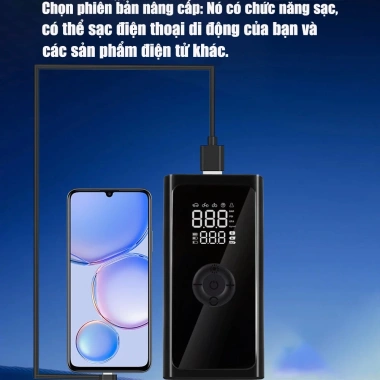 Máy Bơm Hơi Mini Không Dây Đa Năng – Đèn Pin, Sạc USB, Tự Động Dừng, Dụng Cụ Khẩn Cấp Xe Máy & Du Lịch 9