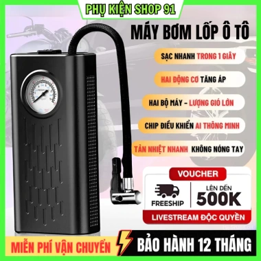 Máy bơm lốp ô tô không dây 3 chức năng: bơm hơi, sạc dự phòng, đèn pin - 75.000 VND 10