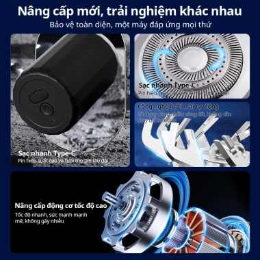 Máy Cạo Râu Mini Cầm Tay Cao Cấp KZ-XD8 - Lưỡi 3 Lá Inox, Sạc Nhanh Type‑C, Nhỏ Gọn Du Lịch, Giá Chỉ 168.000₫ 5