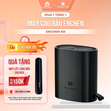 Máy cạo râu mini Enchen K8 - Đầu cạo 2D, chống nước, 18 lưỡi tự mài, pin 60 ngày, bảo hành 6 tháng - Giá 269.000₫ Máy cạo râu mini Enchen K8 - Đầu cạo 2D, chống nước, 18 lưỡi tự mài, pin 60 ngày, bảo hành 6 tháng - Giá 269.000₫