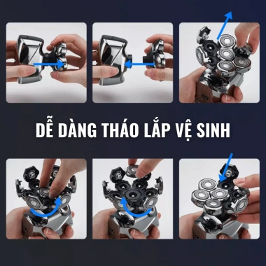 Máy cạo râu Rayco RQ-7.900 7 lưỡi - Cạo đầu trọc, cắt tóc, chống nước IPX7 730k 6