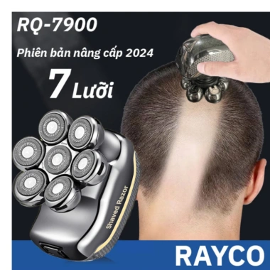 Máy cạo râu Rayco RQ-7.900 7 lưỡi - Cạo đầu trọc, cắt tóc, chống nước IPX7 730k 7