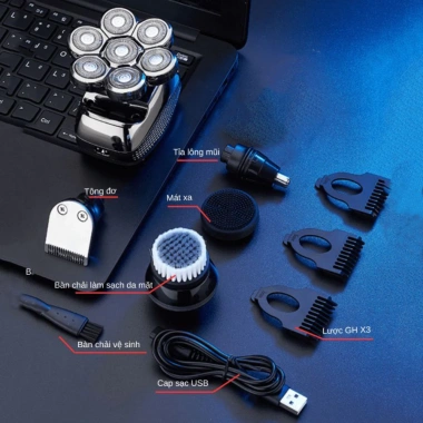 Máy cạo râu Rayco RQ-7.900 7 lưỡi - Cạo đầu trọc, cắt tóc, chống nước IPX7 730k 10