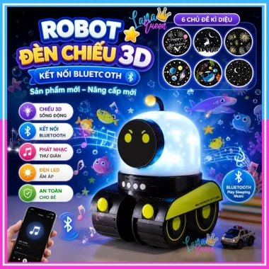 Máy chiếu robot Bluetooth 360° Đèn ngủ, loa phát sáng, Đèn sao cho bé, phòng trẻ em